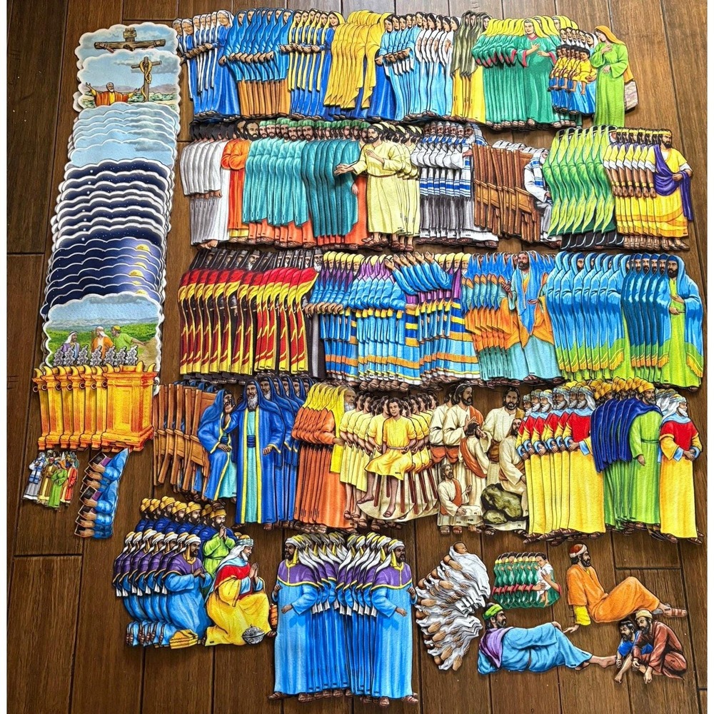 Betty Lukens 12" Bible Story Felt Board Figures Lot w/ Illustrated Scene Pieces
